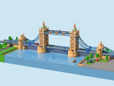 London - tower bridge Low-poly 3D model