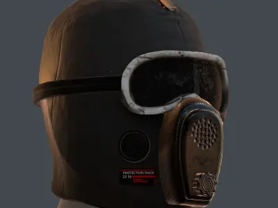 Gas mask helmet 3d model scifi Low-poly  Low-poly 3D model 185