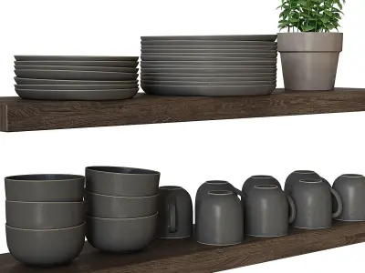 Shelf with dishes 3D model