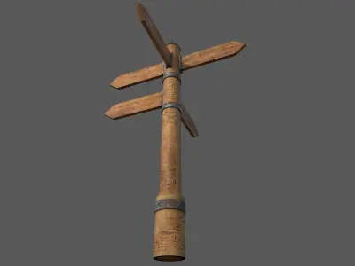 Wooden Sign Low-poly 3D model Low-poly 3D model