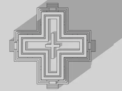 Church carved in the Rock of Lalibela Ethiopia Low-poly 3D model