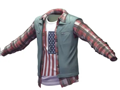 Cartoon High Poly Subdivision American Flag Vest Low-poly 3D model