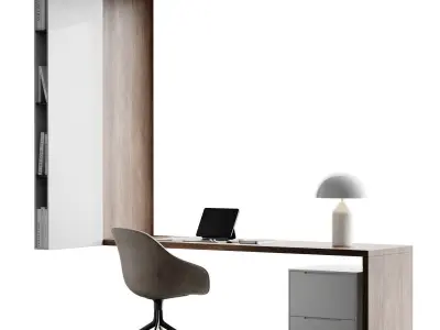 Workplace 4 modern office desk 3D model