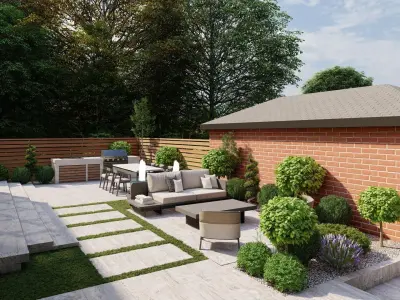 Garden Landscape 3D Model - SketchUp and Lumion Scene 3D model 3D model