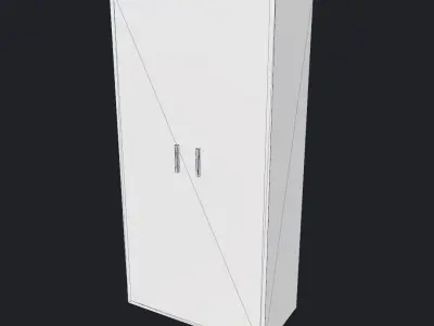 Wardrobe Low Poly wooden with two doors Low-poly 3D model