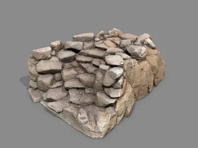 Old Rock Stairs Low-poly 3D model