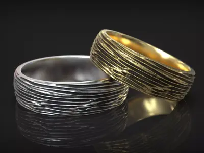 Tree Bark Ring Wooden Nature Wedding Band 3D print model