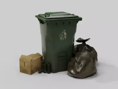 Recycle Bin 000 Low-poly 3D model
