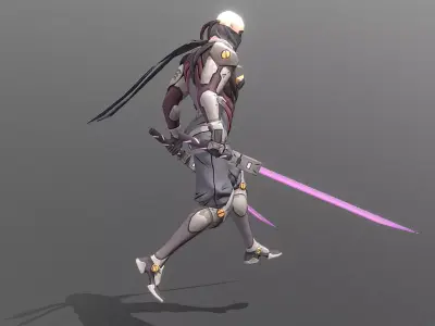 Cyborg Scifi Ninja Serial Walk Fbx Png 3D model