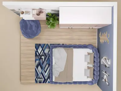 Bedroom interior 3D model 66