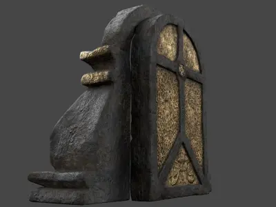 BlackStone Door with Ornaments Low-poly 3D model