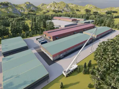 Industrial Factory-Factory building 3D model buy
