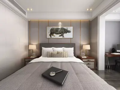 Simple and cozy bedroom Vray 3D model160 3D model