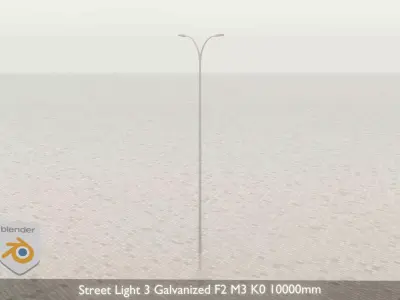 Street Light 3 Galvanized F2 M3 K0 10000mm Low-poly 3D model