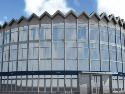 Rotunda building with circular shape Low-poly 3D model