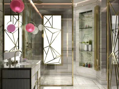 modern  photorealistic bathroom 3D model