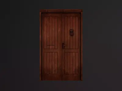 Door with bronze elements Low-poly 3D model