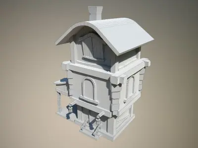 Medieval old vikings house Low-poly 3D model