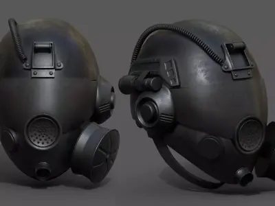 Helmet gas mask protection futuristic scifi fantasy  Low-poly 3D model