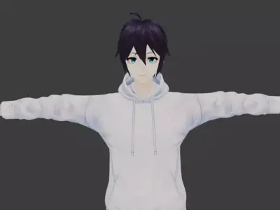 SciFi 3d anime kawaii boy character c22 Low-poly 3D model