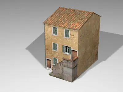3 storey Italian residential building Low-poly 3D model