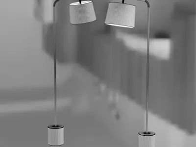 Scandinavian style floor lamp with textile shade 3D model