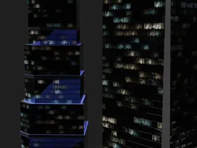 SKYSCRAPERS NIGHT MODE PACK - LOWPOLY PBR MODEL  Low-poly 3D model