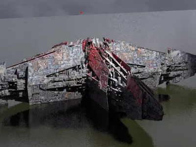 Sci-Fi City dystopia Mega city colony Pyramid Ship Wreck 3D model