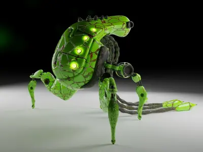 Model sci fi droid Low-poly 3D model
