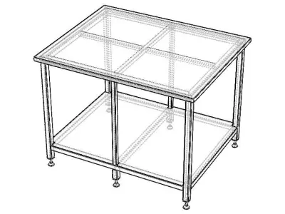 Custom Steel Table With Undershelf 3D model