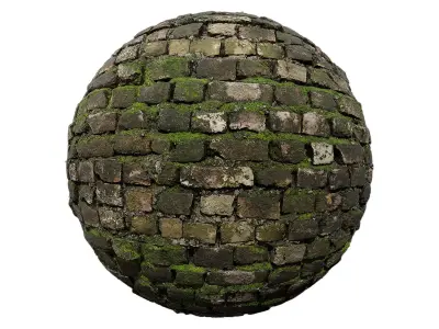 Mossy Old Brick Wall PBR Texture