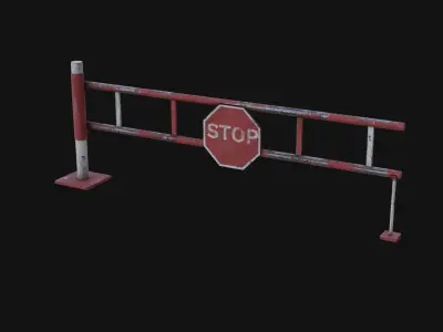 Road Block Gate Low-poly 3D model