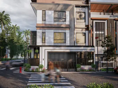 3D EXTERIOR DESIGN FACADE WITH SKETCHUP AND ENSCAPE 3D model