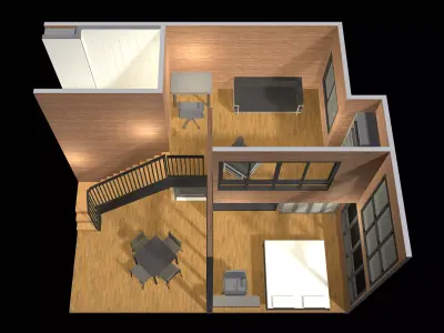 Apartment room in section cut 25-68 3D model
