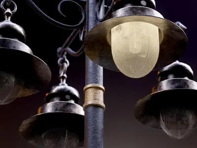 Modular Old Street Lighting 8K - 10 sizes Low-poly 3D model