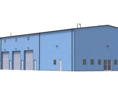 Blue Industrial Building 36 PBR Low-poly 3D model