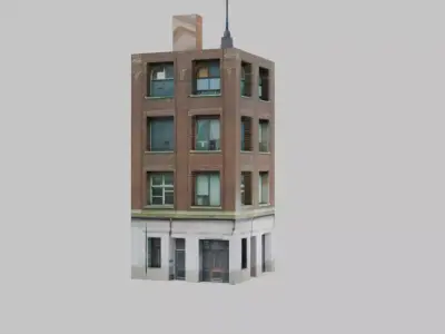 Old Brick City Building Low-poly 3D model