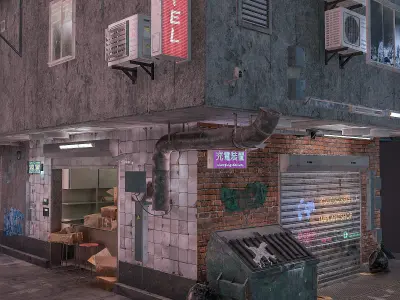 Cyberpunk house  Low-poly 3D model