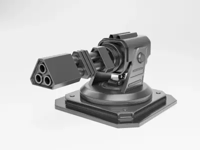Scifi turret Low-poly 3D model