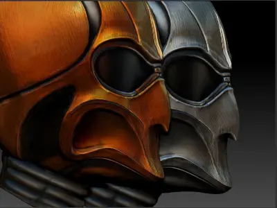 Alien Helmet two colors Low-poly 3D model