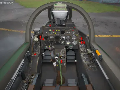  Retro Combat Jet With Front Air Intake Camouflage with Interior Rigged for Maya 