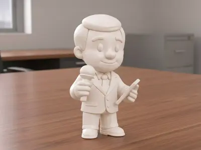 Cartoon Reporter 3D Printable 3D print model
