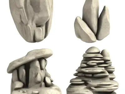 Set of 4 Rocks 3D print model