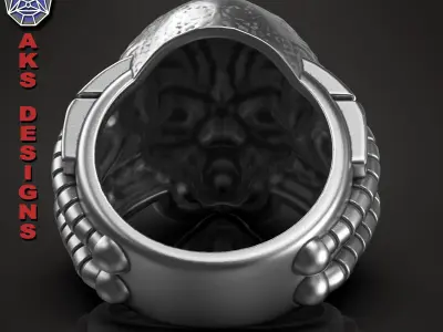  skull Ring jewelry Alien v1 3D print model