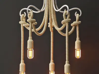 Chandelier Loft Rope Light White 5 3D model