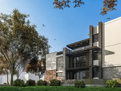 Modern two storey house 3D model