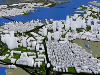 Boston City USA Low-poly 3D model