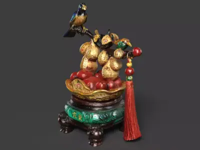 Chinese Golden Peanut Pot  figure Low-poly 3D model