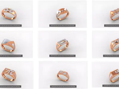 9 Screw Head Plain Gold Light weight minimalist Mens Band  3D Model Pack