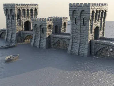 Modular River Patrol Bridge Tabletop Terrain 28 mm 3D print model